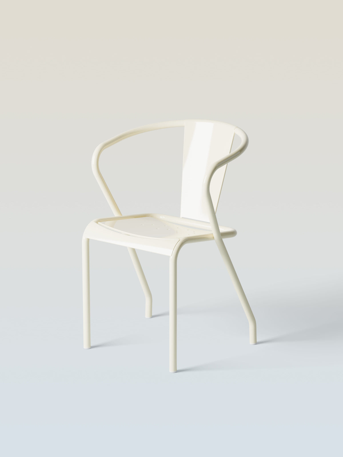 Fauteuil UD assise pleine - Blanc Perlé