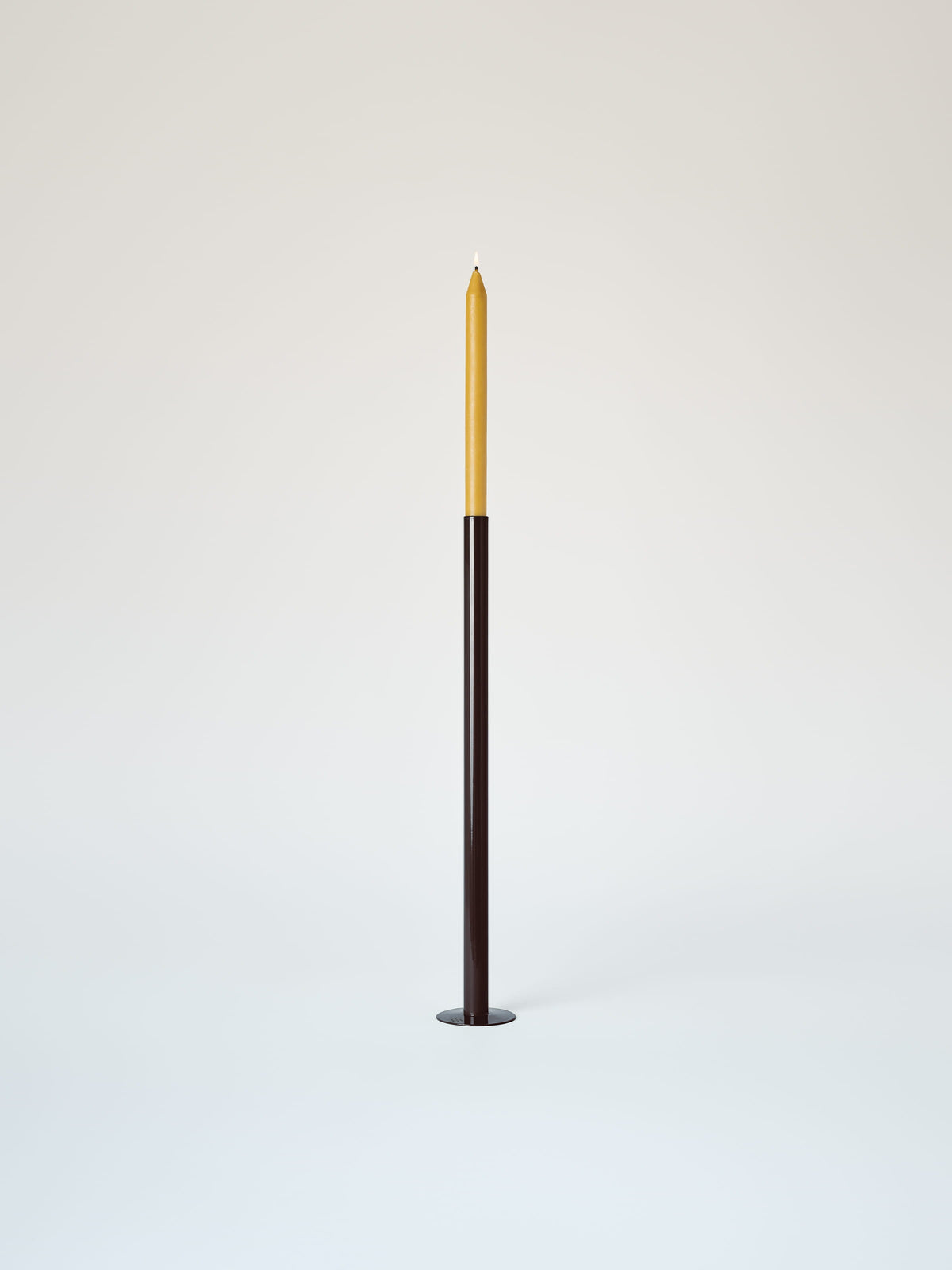 Grand bougeoir avec bougie à la cire d'abeille - Brun Noir