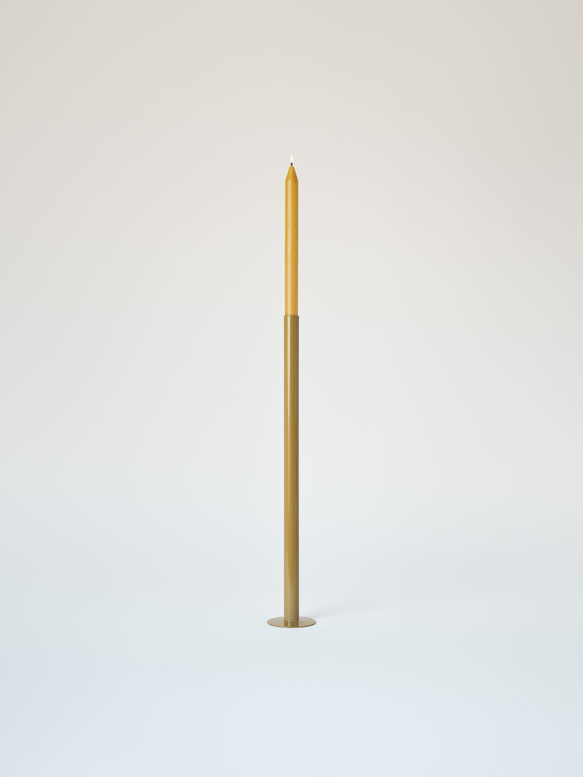 Grand bougeoir avec bougie à la cire d'abeille - Brun Vert