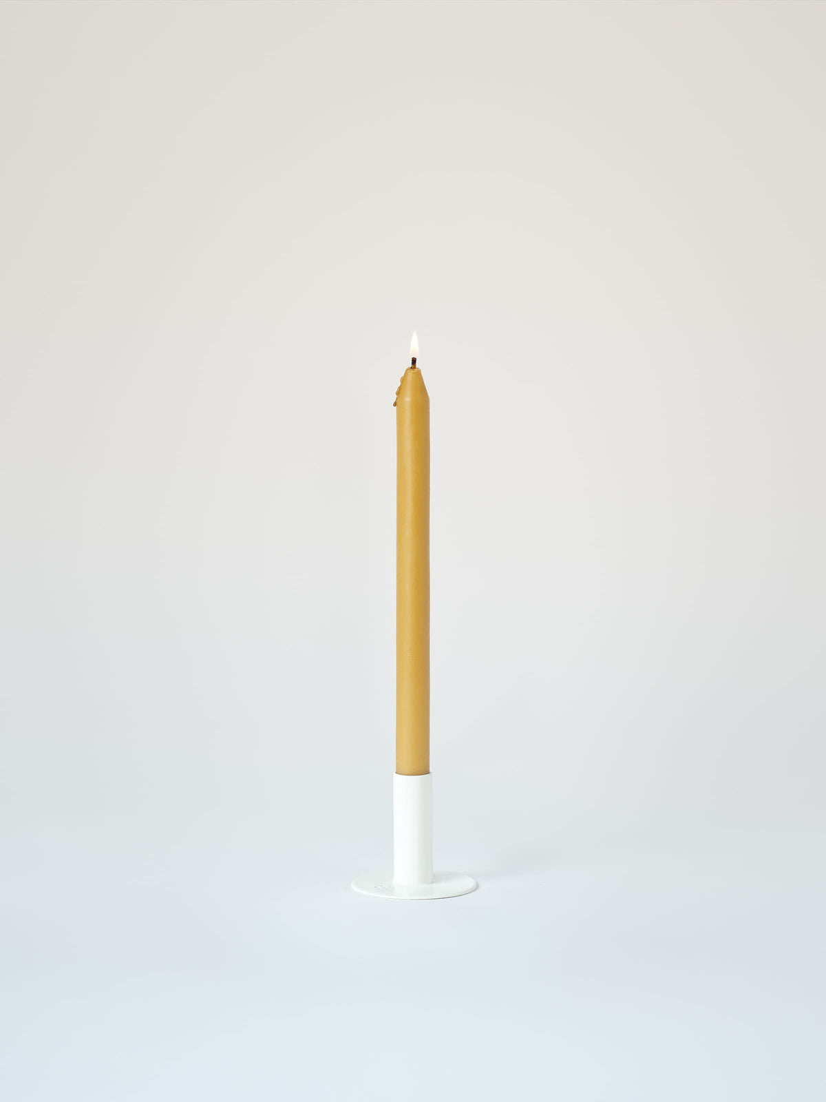 Petit bougeoir avec bougie à la cire d'abeille - Blanc Pur