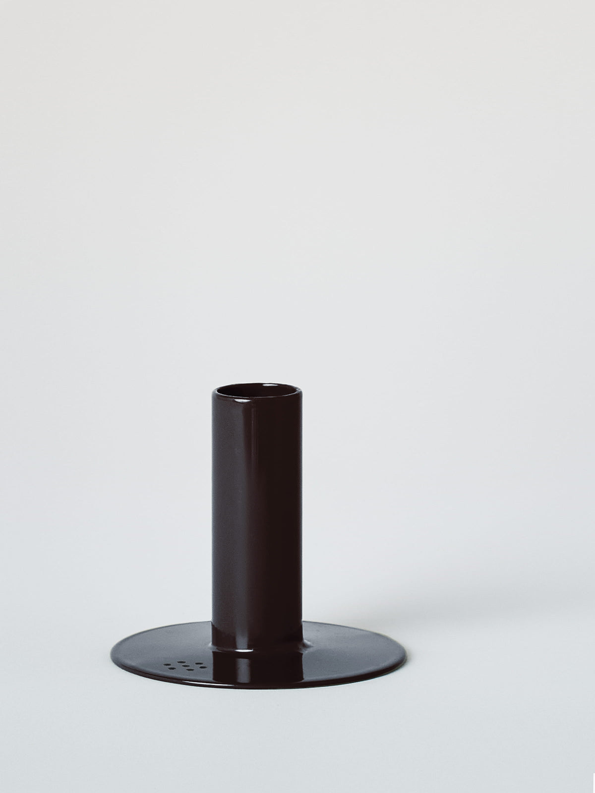 Petit bougeoir avec bougie à la cire d'abeille - Brun Noir