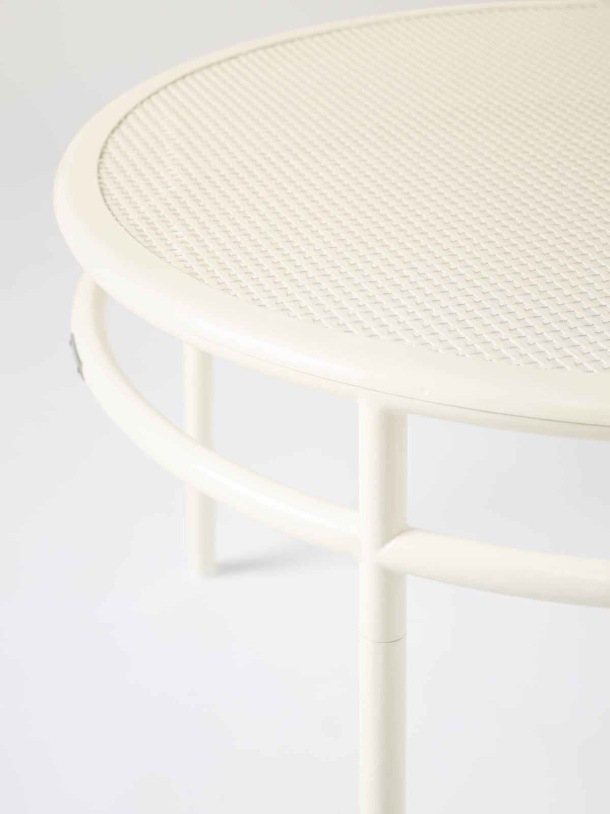 Table basse Tressée Ø80 - Blanc Perlé