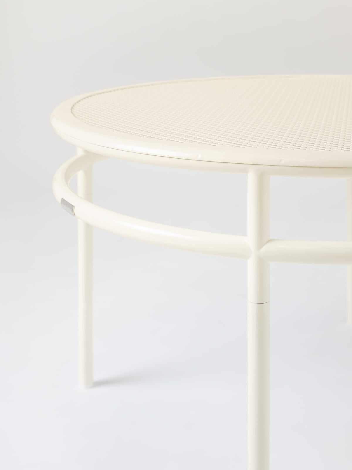 Table basse Tressée Ø80 - Blanc Perlé