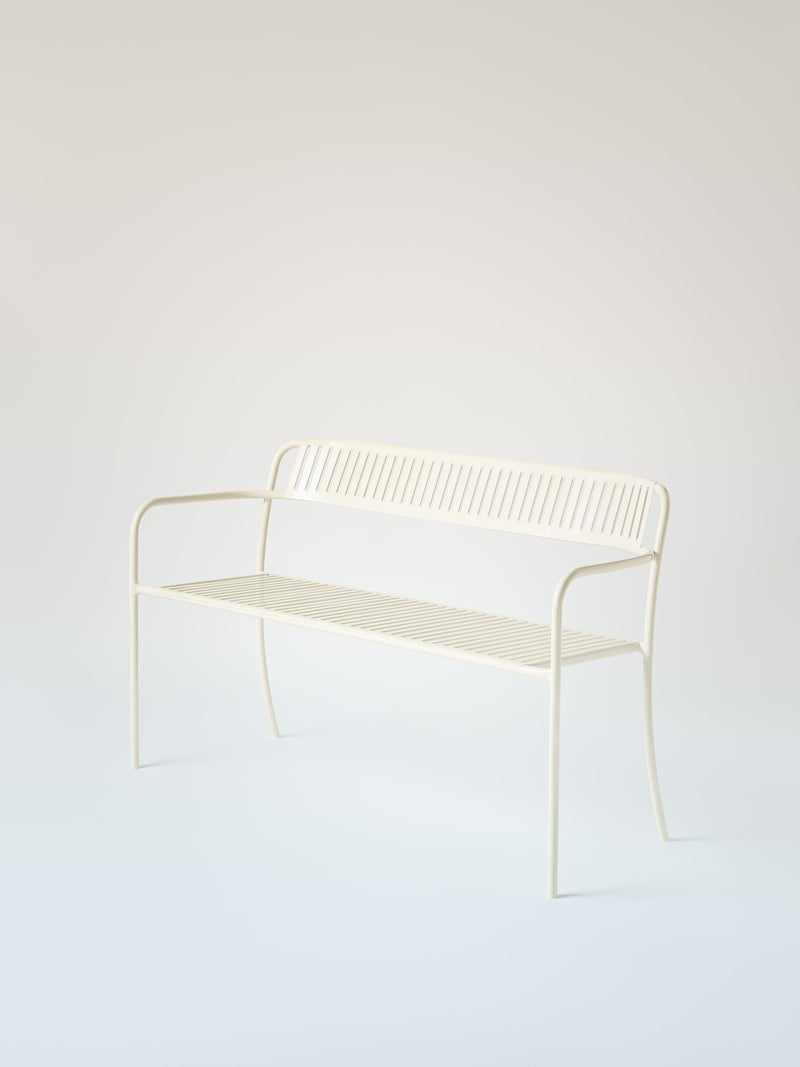 Banc Patio avec dossier - Blanc Perlé