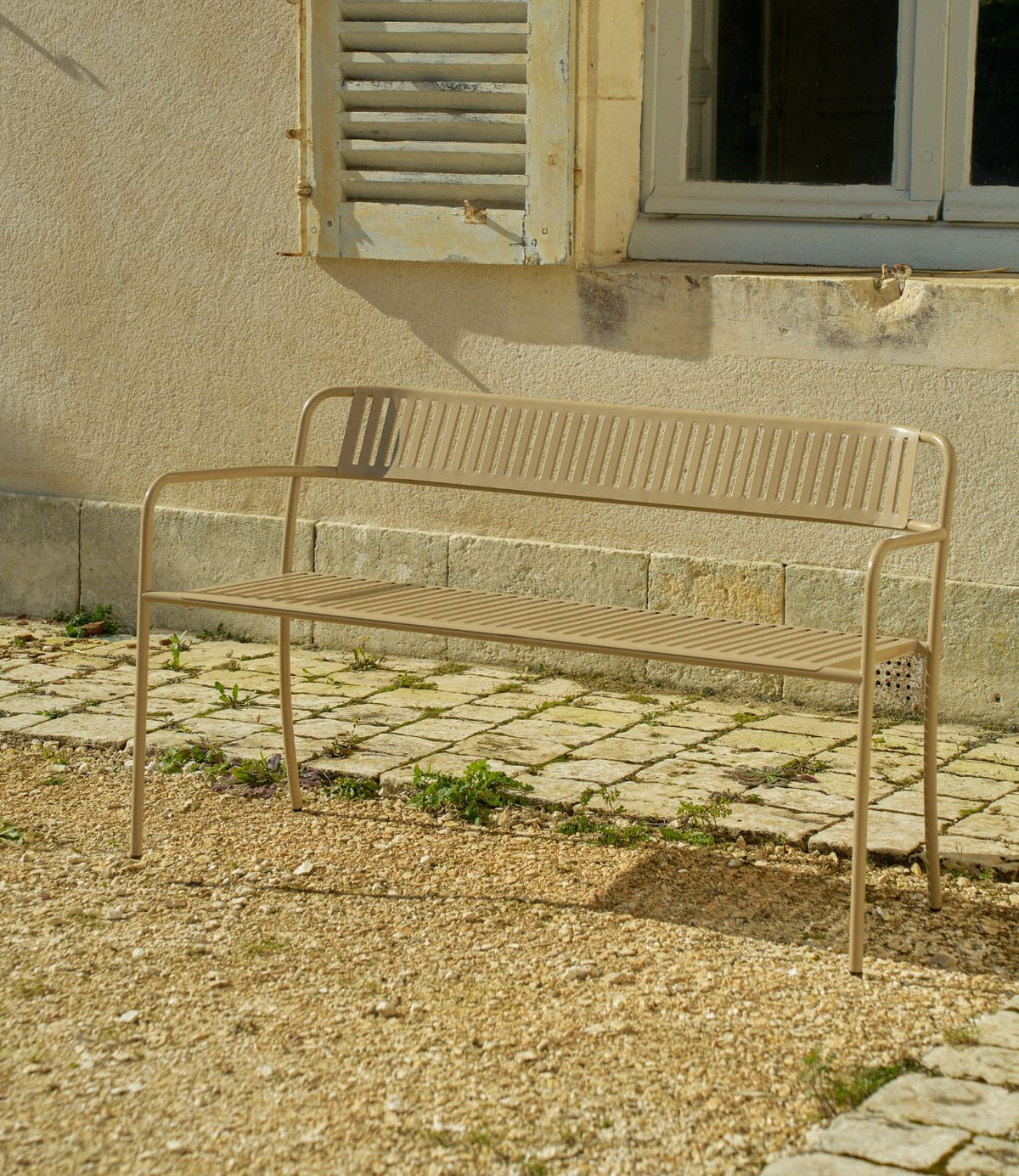 Banc Patio avec dossier - Gris Beige