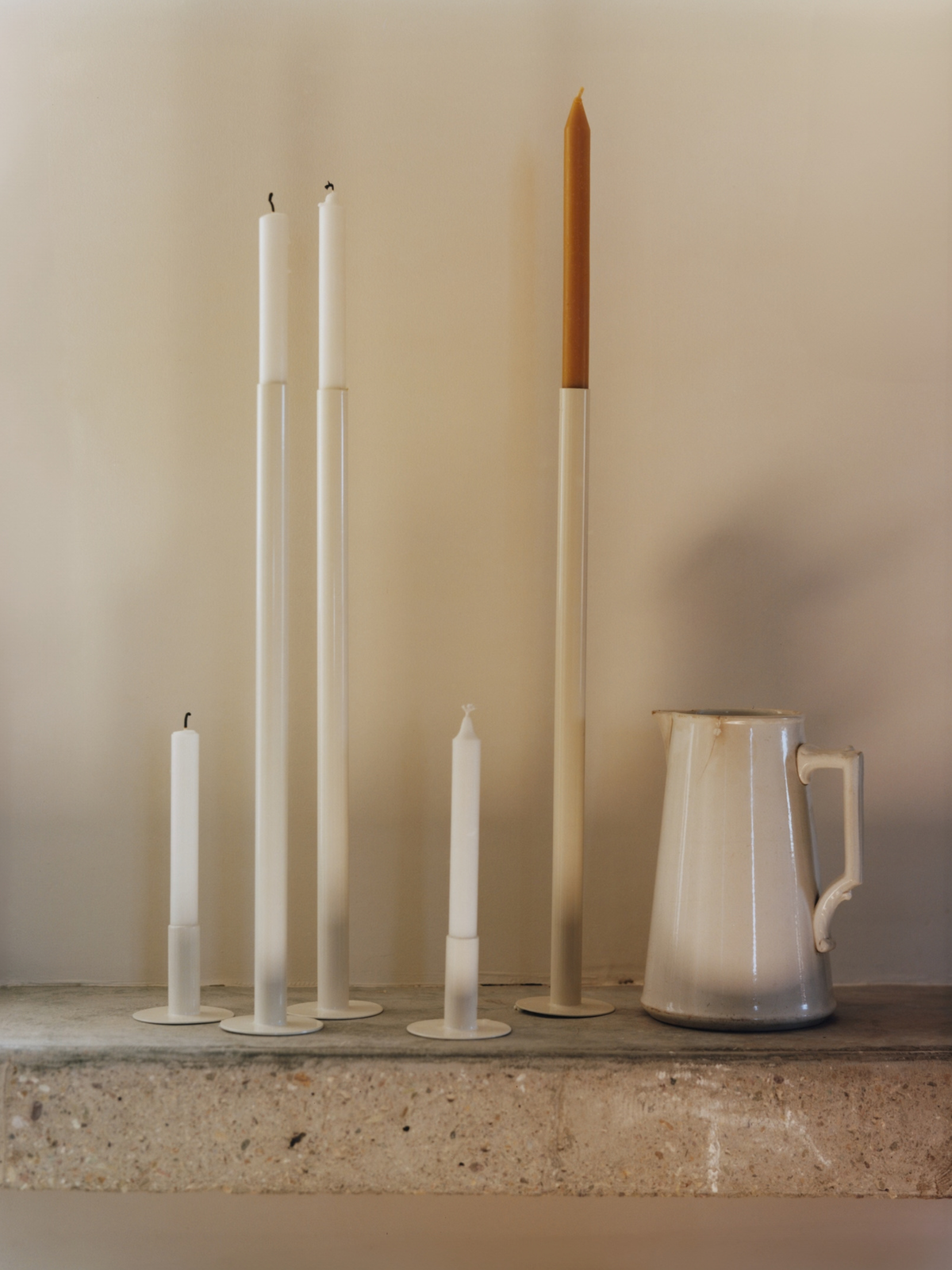 Petit bougeoir avec bougie à la cire d'abeille - Blanc Pur