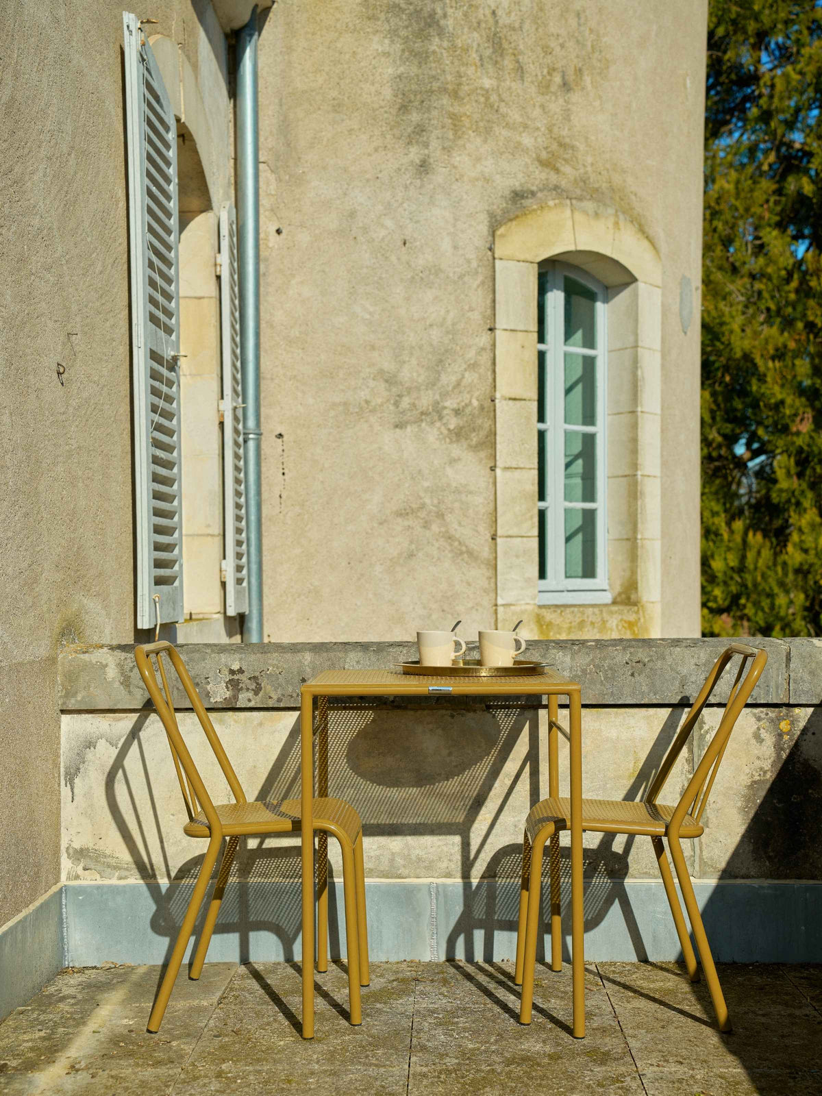 Table café Tressée 60x60 - Brun Vert