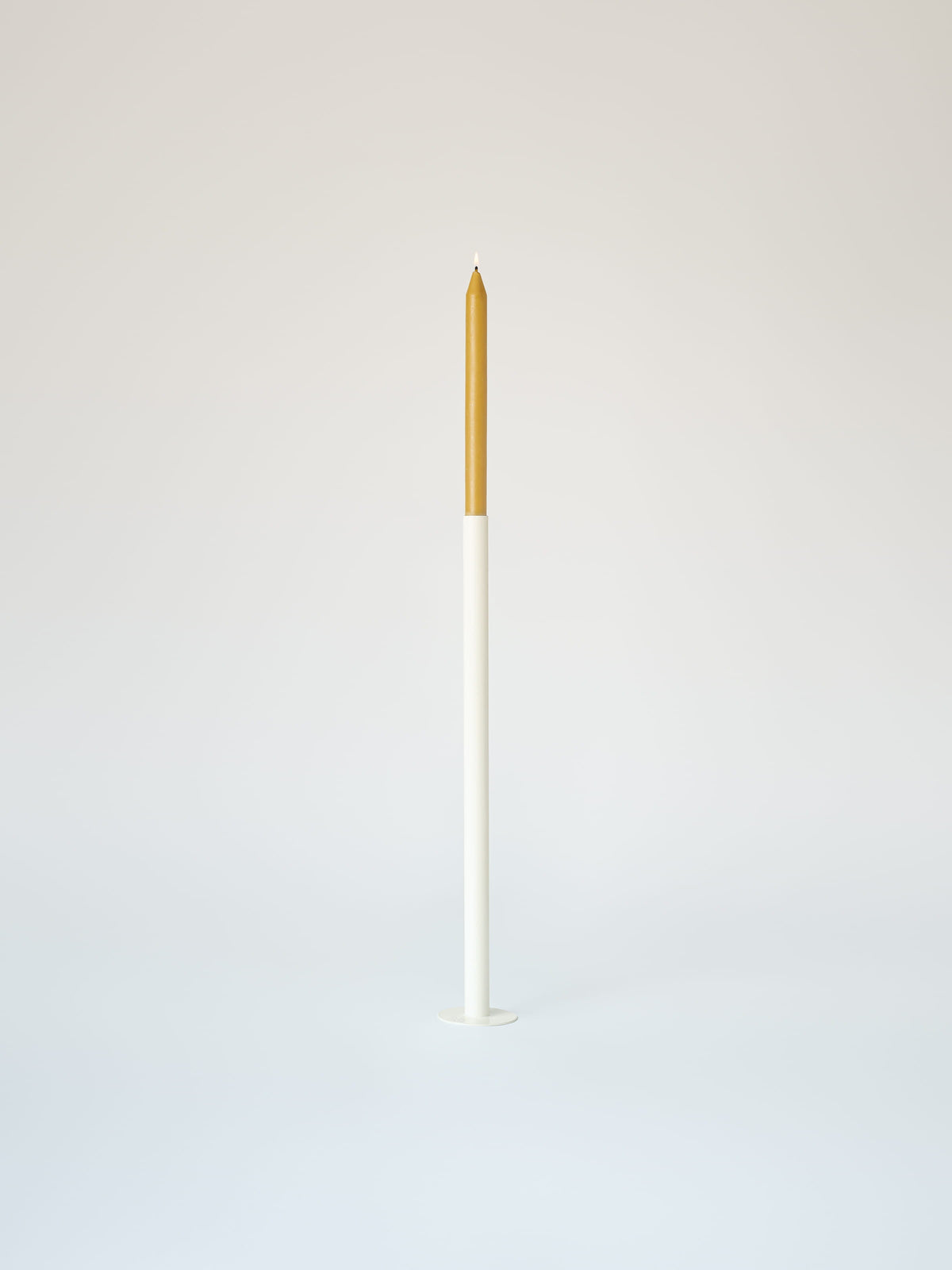 Grand bougeoir avec bougie à la cire d'abeille - Blanc Perlé