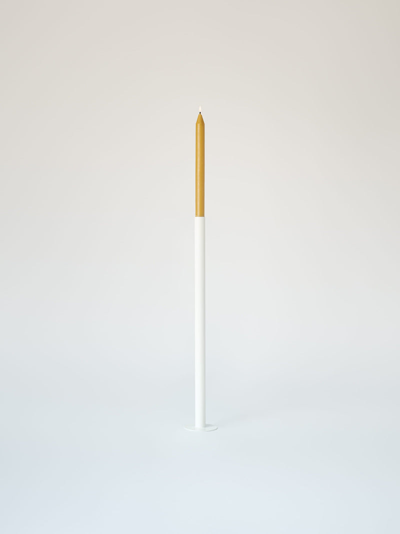 Grand bougeoir avec bougie à la cire d'abeille - Blanc Pur