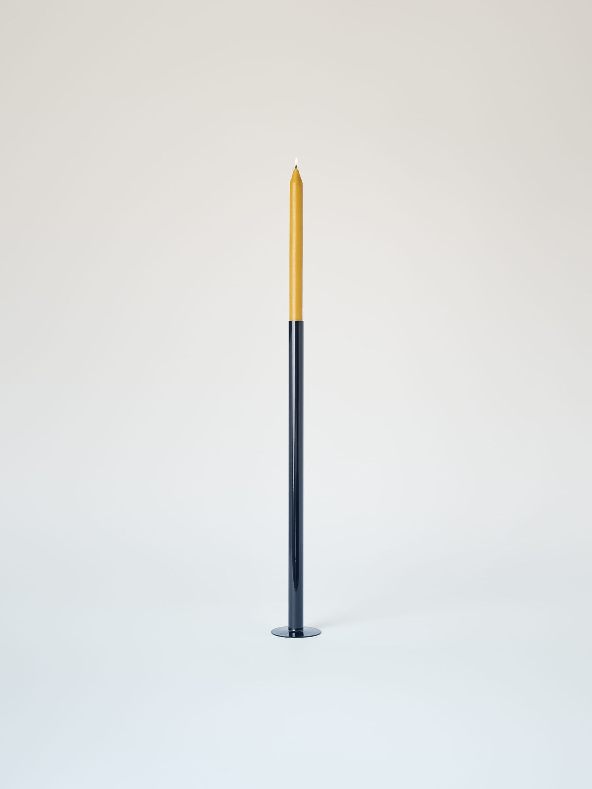 Grand bougeoir avec bougie à la cire d'abeille - Bleu Noir
