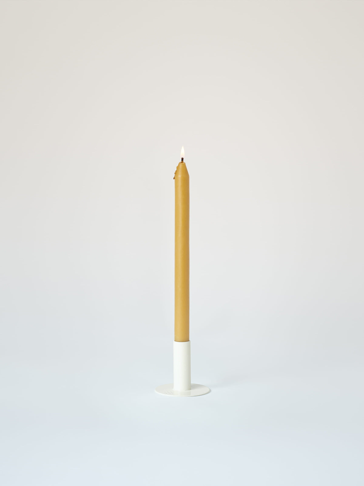 Petit bougeoir avec bougie à la cire d'abeille - Blanc Perlé
