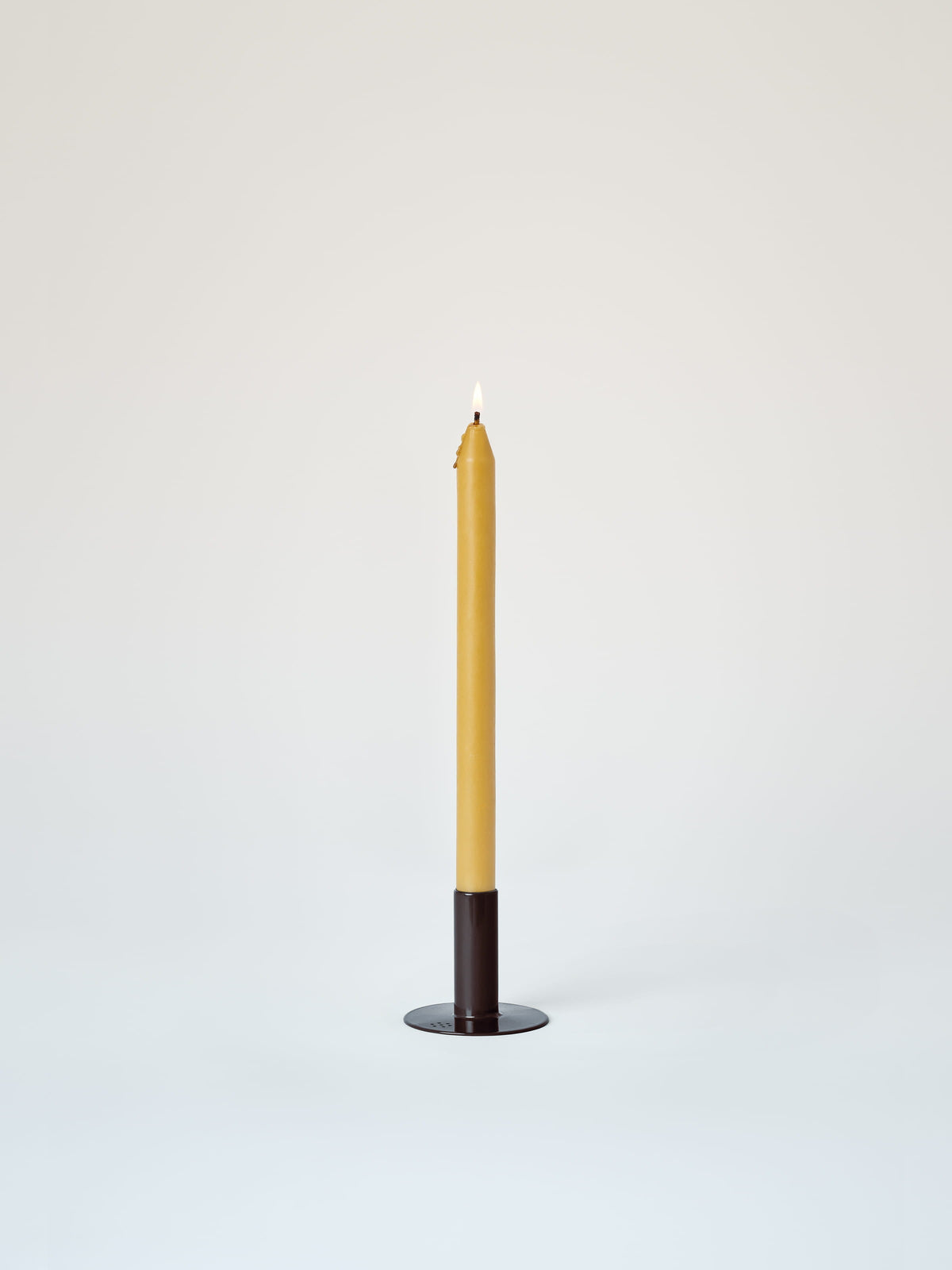 Petit bougeoir avec bougie à la cire d'abeille - Brun Noir