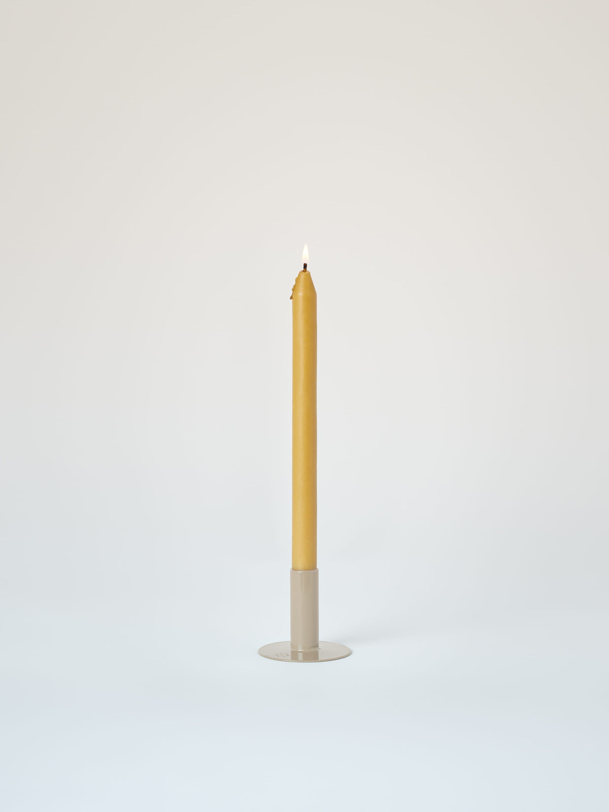 Petit bougeoir avec bougie à la cire d'abeille - Gris Beige