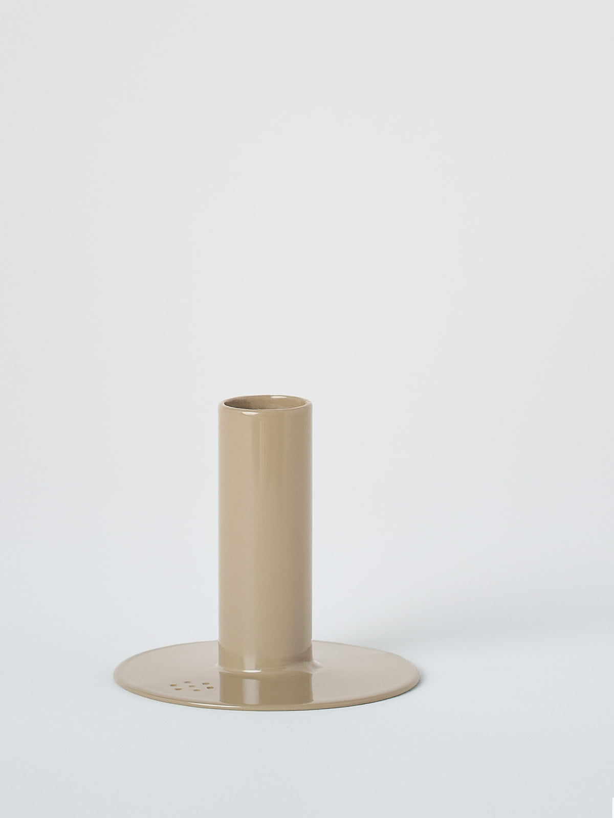 Petit bougeoir avec bougie à la cire d'abeille - Gris Beige