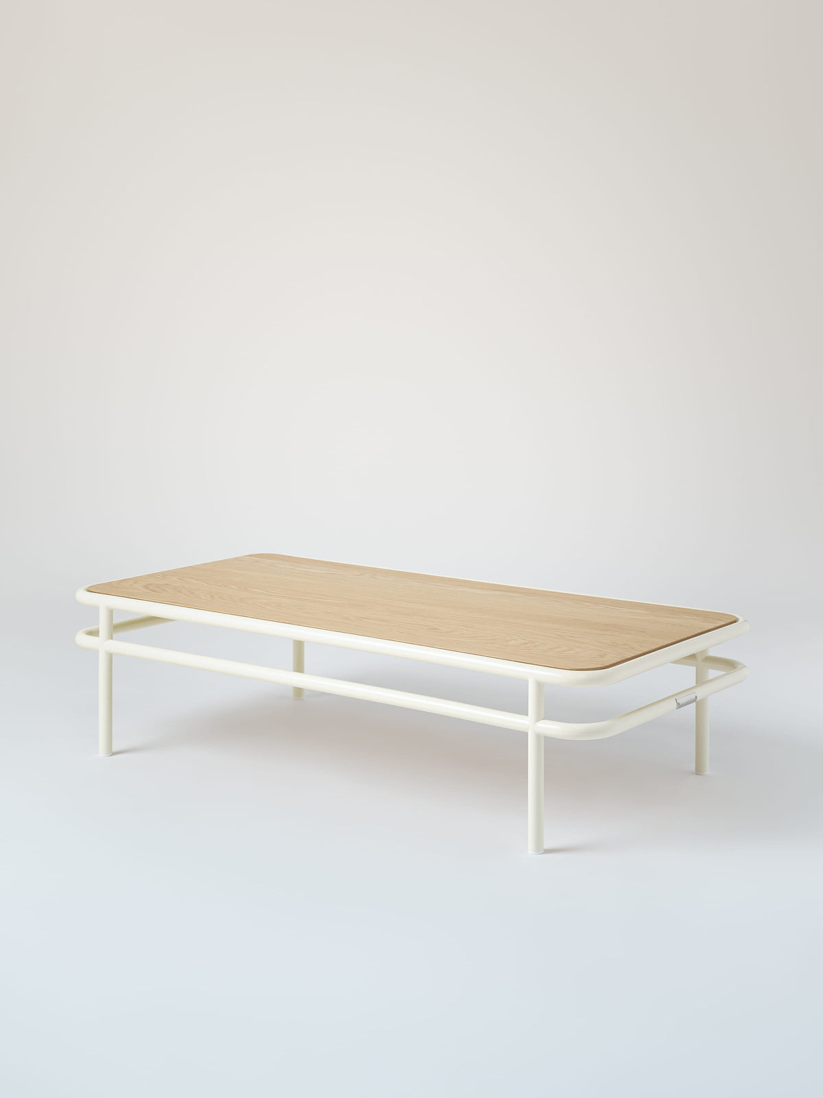 Table basse UD 120x60 / plateau chêne naturel - Blanc Perlé