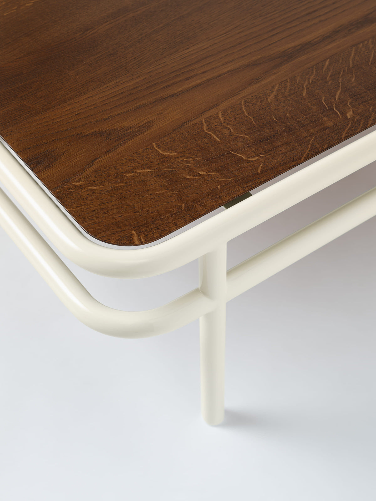 UD 120x60 Coffee Table / Walnut Stained Oak Top - Pearly White