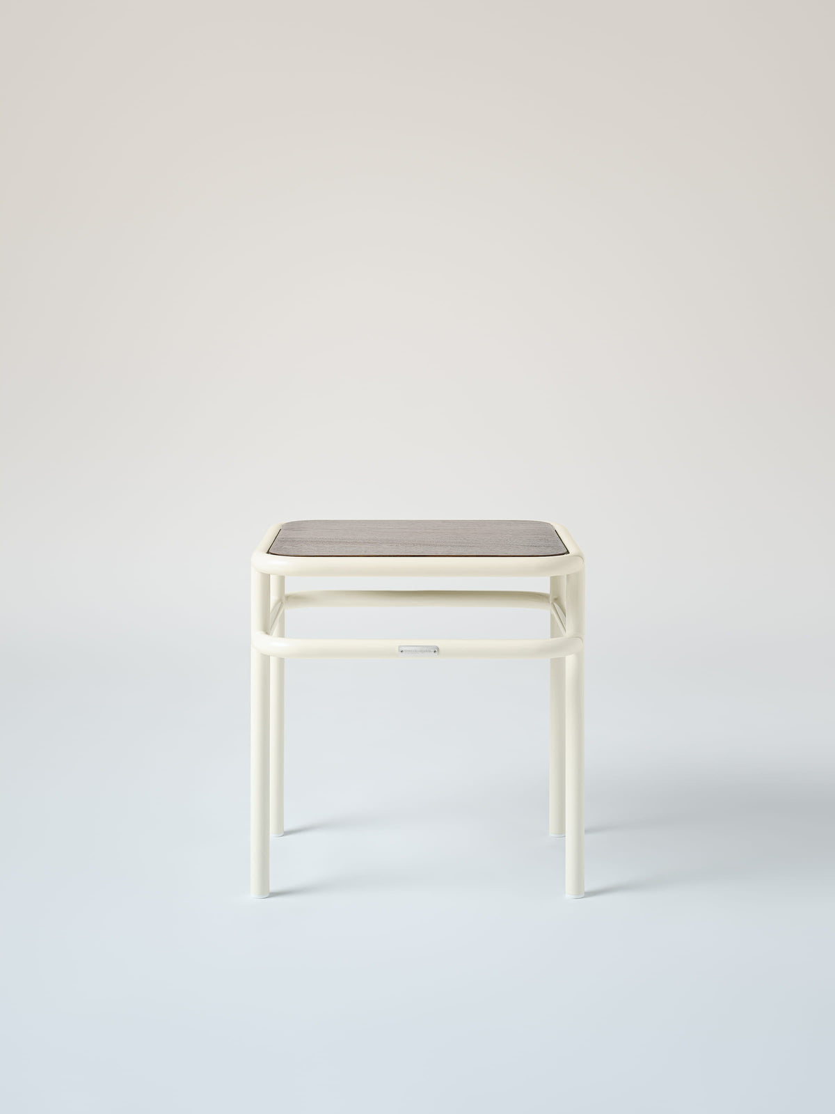 Table d'appoint UD / plateau chêne teinté noyer - Blanc Perlé