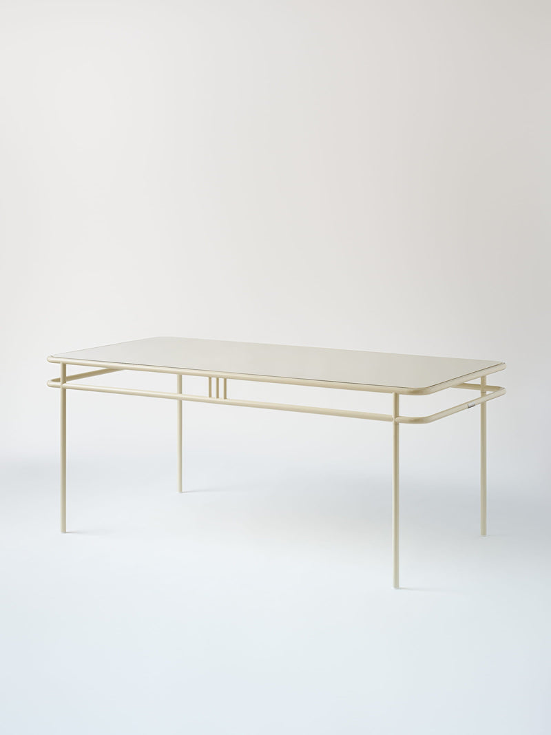 Table UD 180x90 / plateau métal - Blanc Perlé