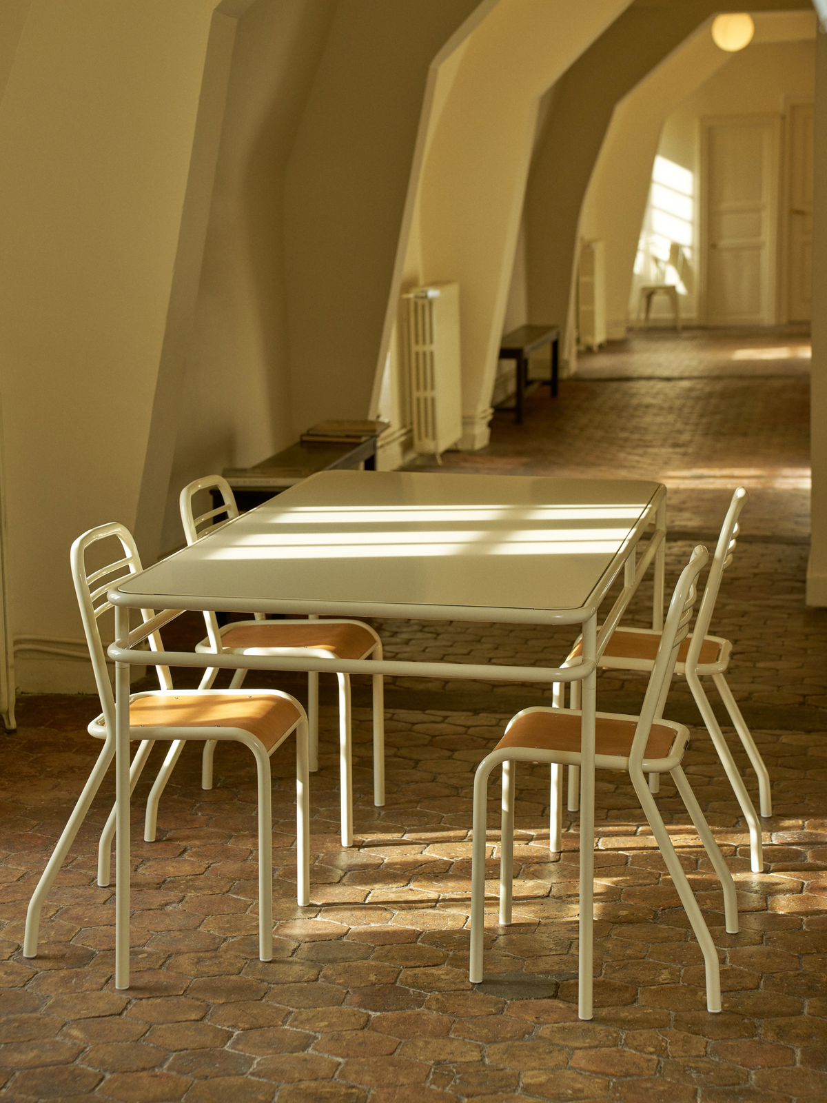 Chaise UD assise bois - Blanc Perlé